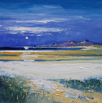 Summer moonrise Kiloran Bay Colonsay 12x12